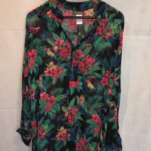 Tommy Bahama Sheer Tropical Print Mini Dress / Swim Cover Up | Size XS